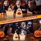 Halloween Ghost Flameless Candles With Timer Real Wax Battery A-2 Ghost Pumpkin