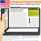 5x Full Page Magnifying Glass For Reading  Lightweight Rectangular Magnifier Pro