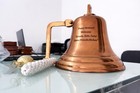 Custom Engraved Bronze Ship Bell     Personalized Anniversary Gift  Nautical Bell