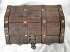 Vintage Wooden Storage Treasure Chest Box Metal Lion Hinge Gothic 8   needs Work
