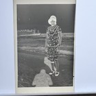 Old Photo Negative Women At Beach Texas Gulf Coast Ship In Background 1920s