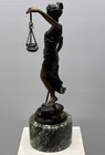 Solid Bronze Lady Justice Themis Statue After Alois Mayer Marble Base 11 