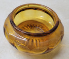 Vintage Amber Glass Dresser Vanity Powder Trinket Jar W  Metal Lid