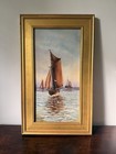 Antique British Seascape Oil Painting Sailing Boats Early 20th C Original