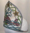 Pink Whale Stars Rhinestone Tiara Crown Beauty Drag Queen Pageant Fashion Vtg