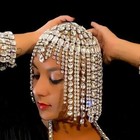 Women Crystal Tassel Hair Chain Hat Bridal Headpiece Rhinestone Jewelry Costume