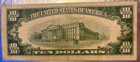 1934 Series D  10 00 Bill - Blue Seal Silver Certificate Note - W holder