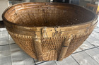 Large 23  Vintage Woven Bamboo Winnowing Basket rice Fanning Bowl 13 5 tall