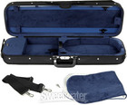 Bobelock B1002 Oblong Wooden 4 4 Violin Case - Black With Blue Interior