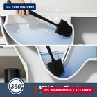 Black Slim Toilet Bowl Brush And Holder Set Bathroom Cleaning Scrubber