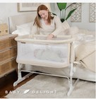Baby Delight Beside Me Dreamer Bassinet   Bedside Sleeper- Tan Linen Stripe