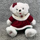 2005 Dan Dee Snowflake Teddy 18  Large White Girl Red Green Holiday Outfit Nwt