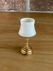 1 12 2x Dollhouse Miniature Led White Shade Gold Table Lamps Battery Lights 1 12