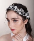 Wedding Bridal Silver Rhinestone Flower Hair Vine Bride Long Leaf Crystal Hea   
