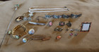 Lot Of 23 Antique Vintage Gold Gf Sterling Jewelry Abalone Rhinestone Frame