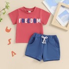 Infant Toddler Baby Boys 4th Of July Outfit Letter Embroidery 0-6 Months Blue