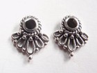 Simulated Black Onyx Accented 925 Sterling Silver Stud Earrings