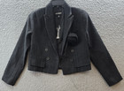 Steve Madden Virginie Rosette Wool-blend Tweed Blazer Women s Medium Black