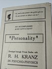 1905 R h  Kranz Psycho Physics Personality Course Brochure Vtg San Francisco Ca