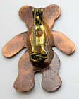 Vtg Unusual Real   Copper Tone Untested Abstract Colorful Teddy Bear Brooch Pin