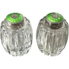 Meka Danish Sterling Silver Hand Enameled Salt Pepper Shakers Guilloche Green