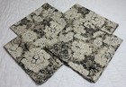 Four Large Dinner Napkins  Contemporary Flower Design  Beige  Black  White