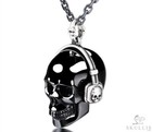 1 0  Black Obsidian Hand Carved Crystal Skull With 925 Silver Headse Pendant