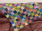 Unfinished Batik Quilt Top  36 X 45  Multi-color  Lap Size Quilt Top For Sale