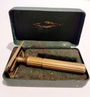 Vtg Gillette 1940 s Fat Handle Razor With Case--w shaving Soap   Cup   Brush