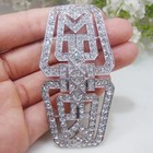 Silver Tone Flower Crown Woman s Buckle Brooch Pin Clear Rhinestone Crystal