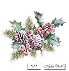  177  Two Paper Luncheon Decoupage Art Craft Napkins - Christmas Berries Holly
