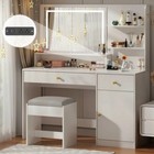 Blotout 47  Black Vanity Desk With Led Light Mirror   Power Outlet 