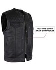 Biker Black Men s Motorcycle Club Vest   With Usa Diamond Padded Shoulder