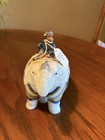Vtg Vallerysthal Portieux French Milk Glass Elephant Boy Covered Dish Painted