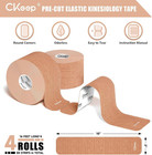 Ckeep 4 Rolls Kinesiology Tape  Original Cotton Elastic Athletic Beige