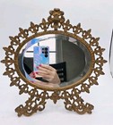 Vintage Old Bevel Victorian Easel Back Vanity Dresser Mirror Rococo Table Mirror