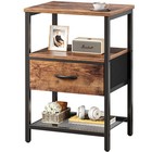 Stylish Night Stand With 2 Drawers   Open Shelf - Modern Bedside Table Furniture
