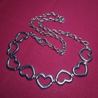 Vintage Heart Chain Belt Silver Tone 40  Size Small Medium Hip Waist 1990s Y2k