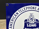 Vintage American Telephone   Telegraph Company At t Bell Porcelain Sign