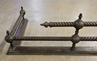 Antique Ornate Brass Spiral Twist 2 Tier Fireplace Fender Surround With Finials