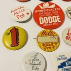 Vintage Pinback Buttons Lot Of 19 Funny Sayings Advertising Novelty Dodge Pins