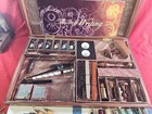 Vtg Calligraphy Set In Wood Case Mostly Unused With 18 Pens See Pics
