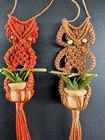 Xrare Vtg 60s Retro Miniatures Owl Set 2 Jute   Hemp Macram   Hanging Wall Art 4 