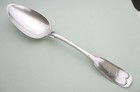 Wood   Hughes American Coin Silver Serving Spoon Threaded Fiddle Back Antique