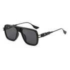 Men Square Aviator Sunglasses Gold Metal Frame Black Lens Vintage Retro Eyewear