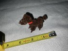 Vintage Dollhouse Dog Brown Poodle Fuzzy Red Collar Old 