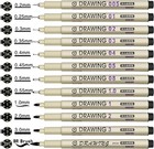 Micro Fineliner Drawing Art Pens 12 Black Fine Line Waterproof Ink Set Artist Us