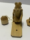 Vintage Russian Hand Carved Wooden Mechanical Toys Set Of 2