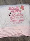 Baby Girl Embroidered Quilt  Pink And White Baby Quilt  Baby Blanket 