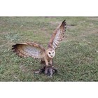 Barn Owl On Stump With Wings Open Statue